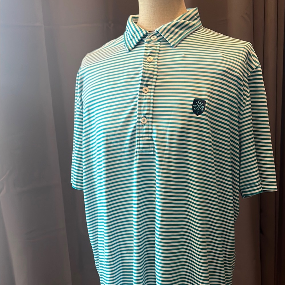 Men's Striped RLX Polo Shirt - Blue and White